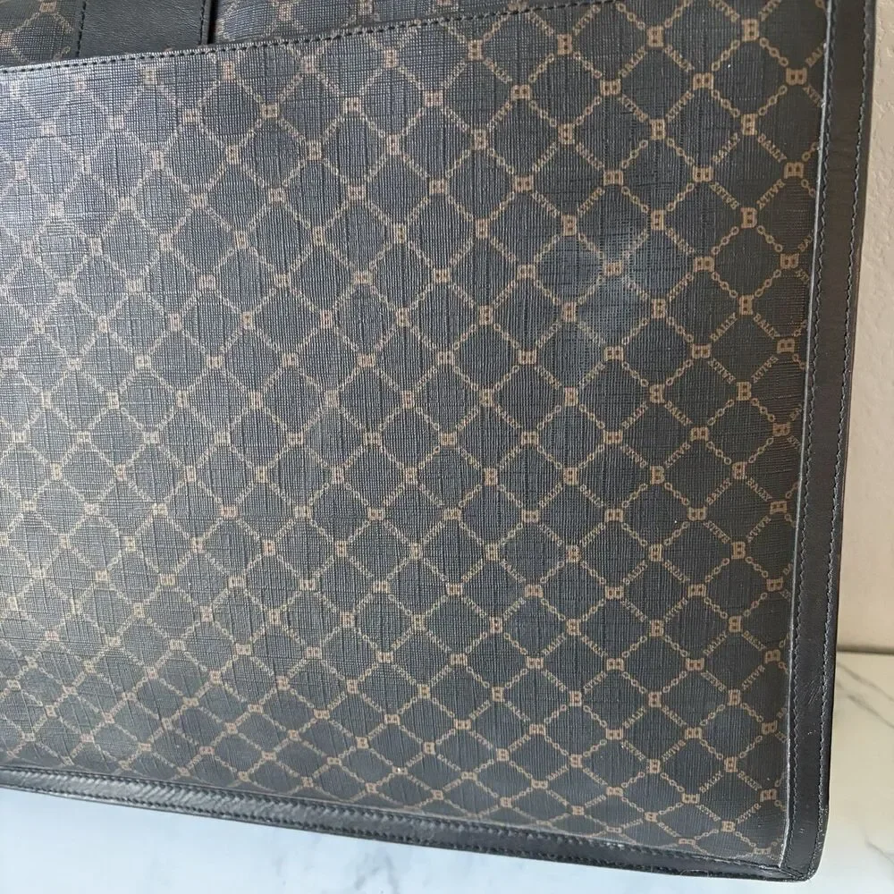 Vintage BALLY Monogram Canvas Leather Briefcase With Key